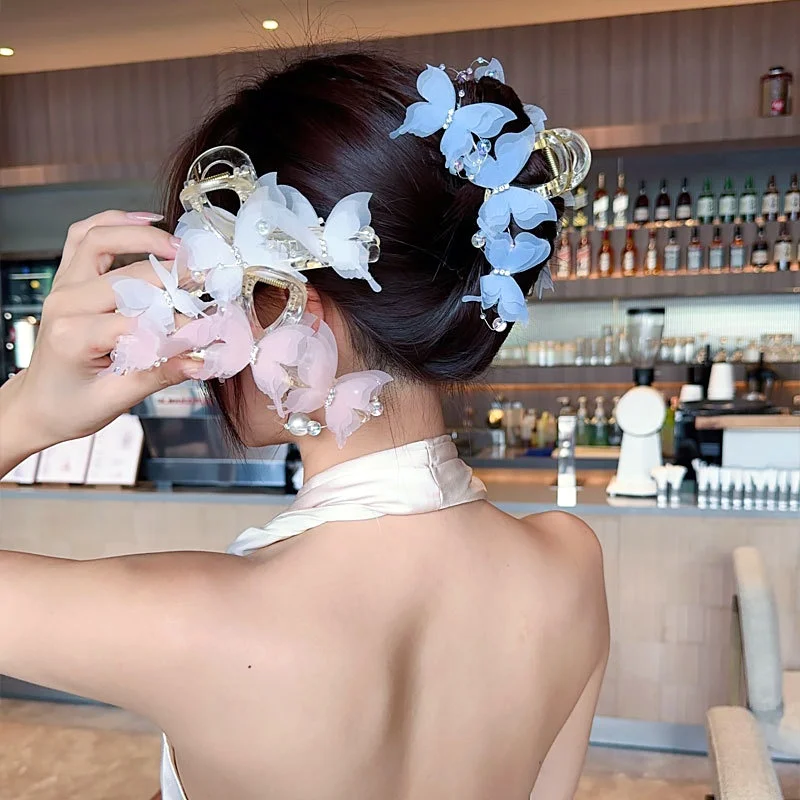 Large Butterfly Claw Clip  Female Sweet Hairpin  Hair Clip on The Back of The Head  Headgear Hair Accessories for Women 나비집게 - Image 3