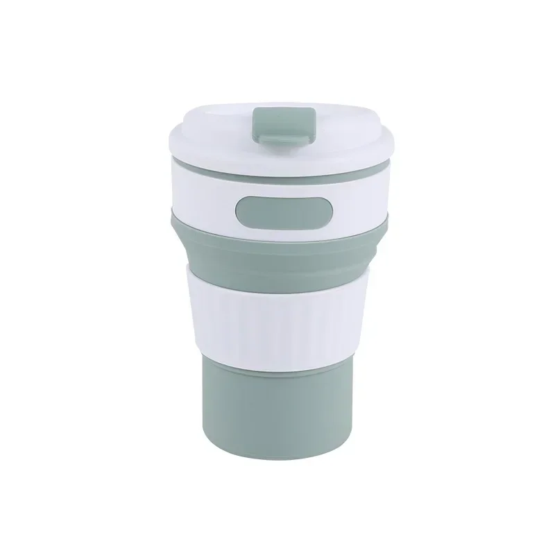 Portable Travel Coffee Cup 350ml Sports Cup Outdoor Heat-resistant Glass Multifunctional Silicone Folding Cup Silicone Cup