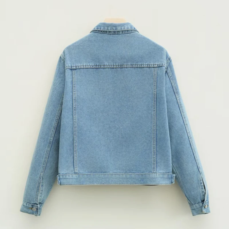 Spring Autumn Diamonds Pearls Denim Jacket Women Turn Down Collar Single Breasted Loose Outerwear New Casual Versatile Lady Coat