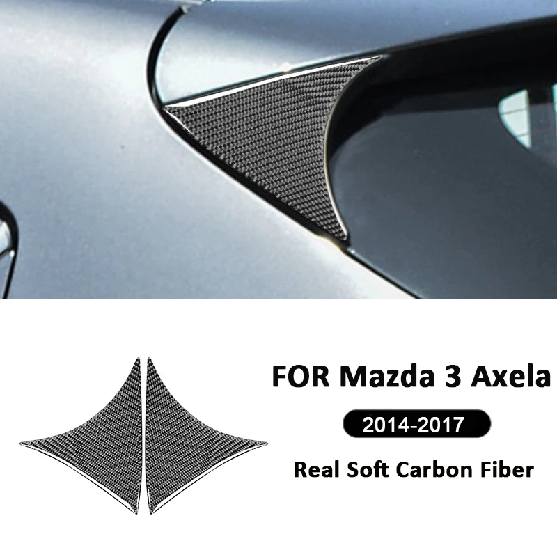 

Carbon Fiber Car Hatchback Tail Wing Rear Bumper Trim Lip Spoiler Triangle Panel Decoration Sticker For Mazda 3 Axela 2014-2017