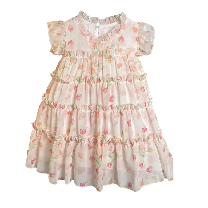 1-11Years Toddler Baby Summer Floral Dress Children Lace Collar Print Princess Drsses for Girls Infant Kids Outfits Clothing 8 9 image 6