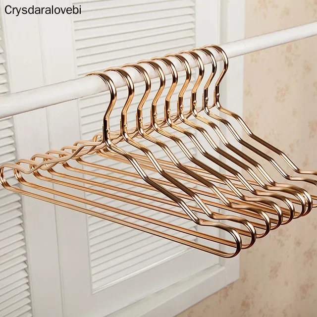 10pcs Thicker Space Aluminum Hangers Home Seamless Hanger Anti-slip Drying Racks Luxurious Golden Windproof Dress Clothes Hanger