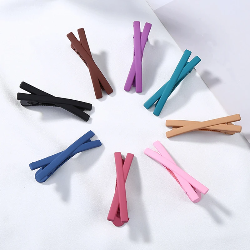 Candy Color Frosted Cross Clip Bowknot Hairpins Barrettes Broken Hair Clip Bow Edge Clip  For Women Girl Cute Hair Accessories