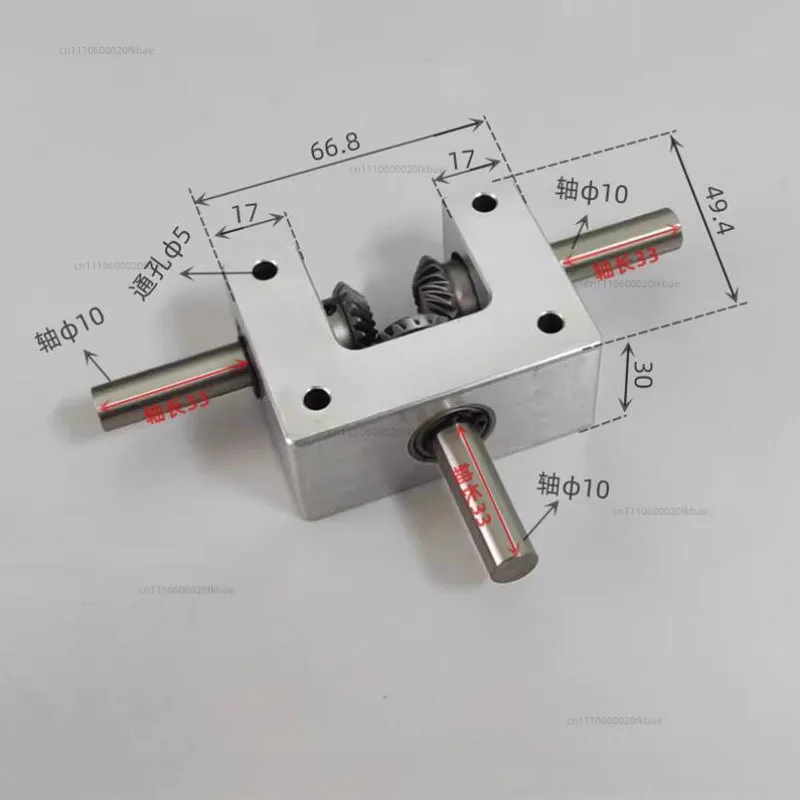 Shaft diameter 6/8/10mm90-degree differential assembly transmission 1:1 spiral bevel gear small dual output shaft converter