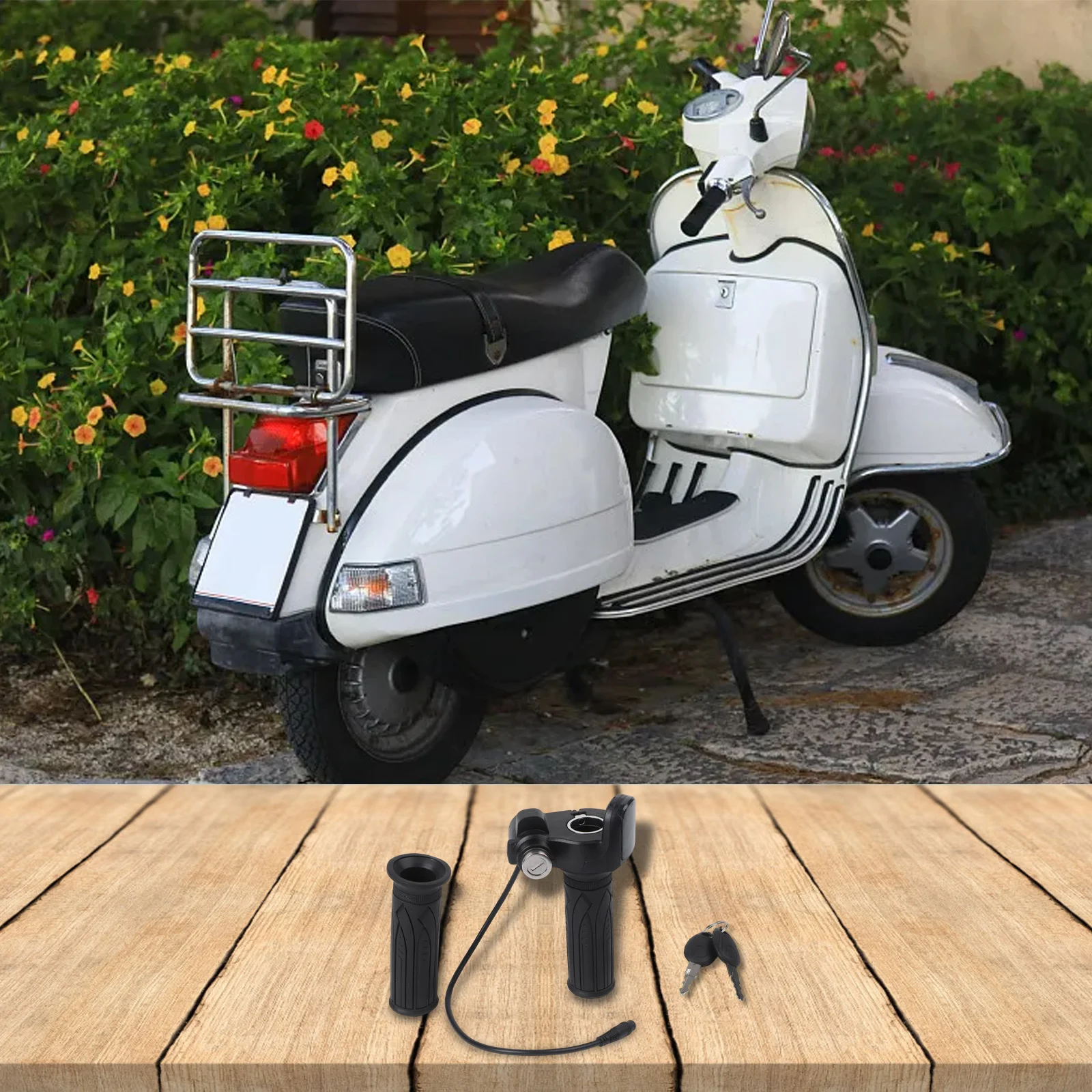 Electric Bike Throttle Grip 48V with Keys and 6PIN Connector for Scooter Tricycle Real Time Battery Display Function