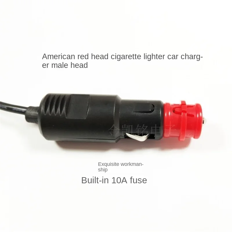 High-Power Car Cigarette Lighter Power Cable 12-24V 10A Thickened All-Copper Red Head Car Charger Single-Head Cable