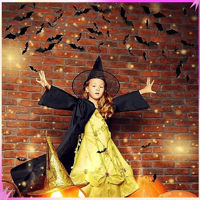 

B50C Halloween Decoration Bat Stickers Bat Sticker PVC Home Decor DIY For Halloween Wall Stickers Halloween Decoration
