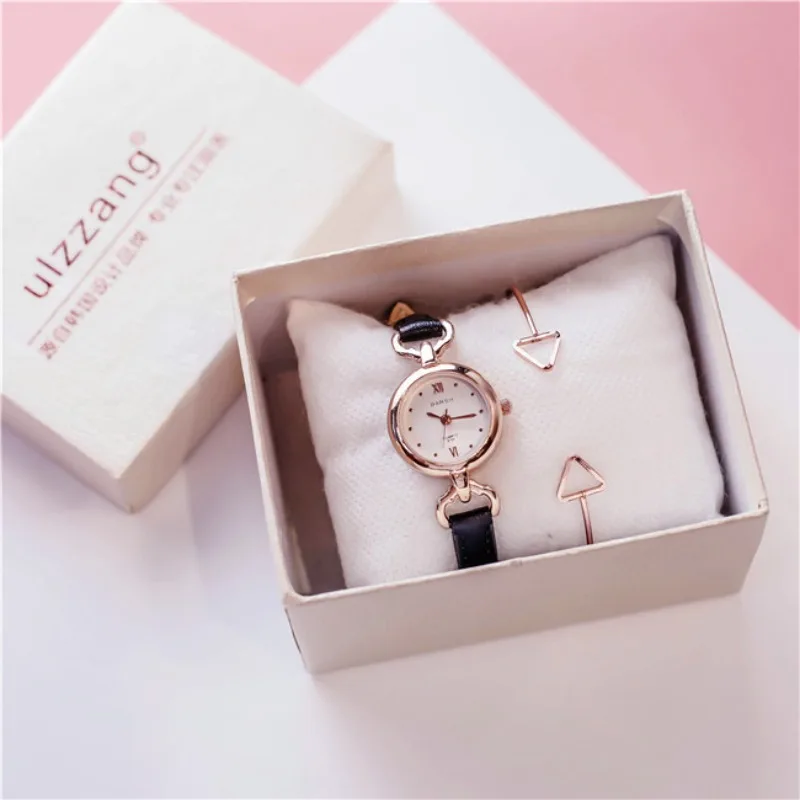 

Women Fashion Quartz Wristwatches Simple Quartz Wrist Watch PU Leather Strap Thin Dial Student Watches（No Box and Bracelet）