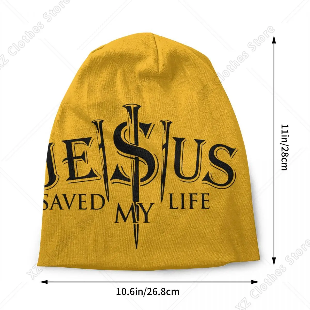 Custom Jesus Saved My Life Bonnet Hats Cool Knitted Hat  Winter Warm Christ Religion Christian Faith Skullies Beanies Caps