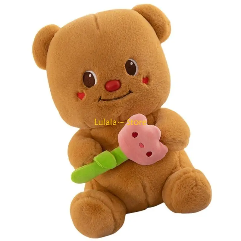 Y4QA piękny niedźwiedź figurka zabawka pluszaki przytulanie lalki prezenty na przyjęcie bociankowe niedźwiedź zmywalna lalka dla