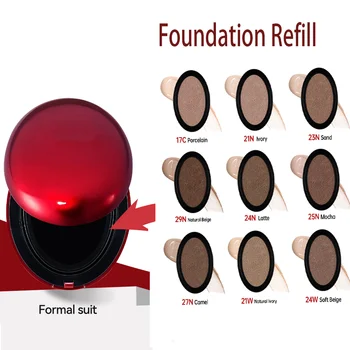 Recharge de fond de teint coussin, finition rouge semi-mat imperméable, tenue de 72 heures, couverture intégrée longue durée, Protection solaire, maquillage