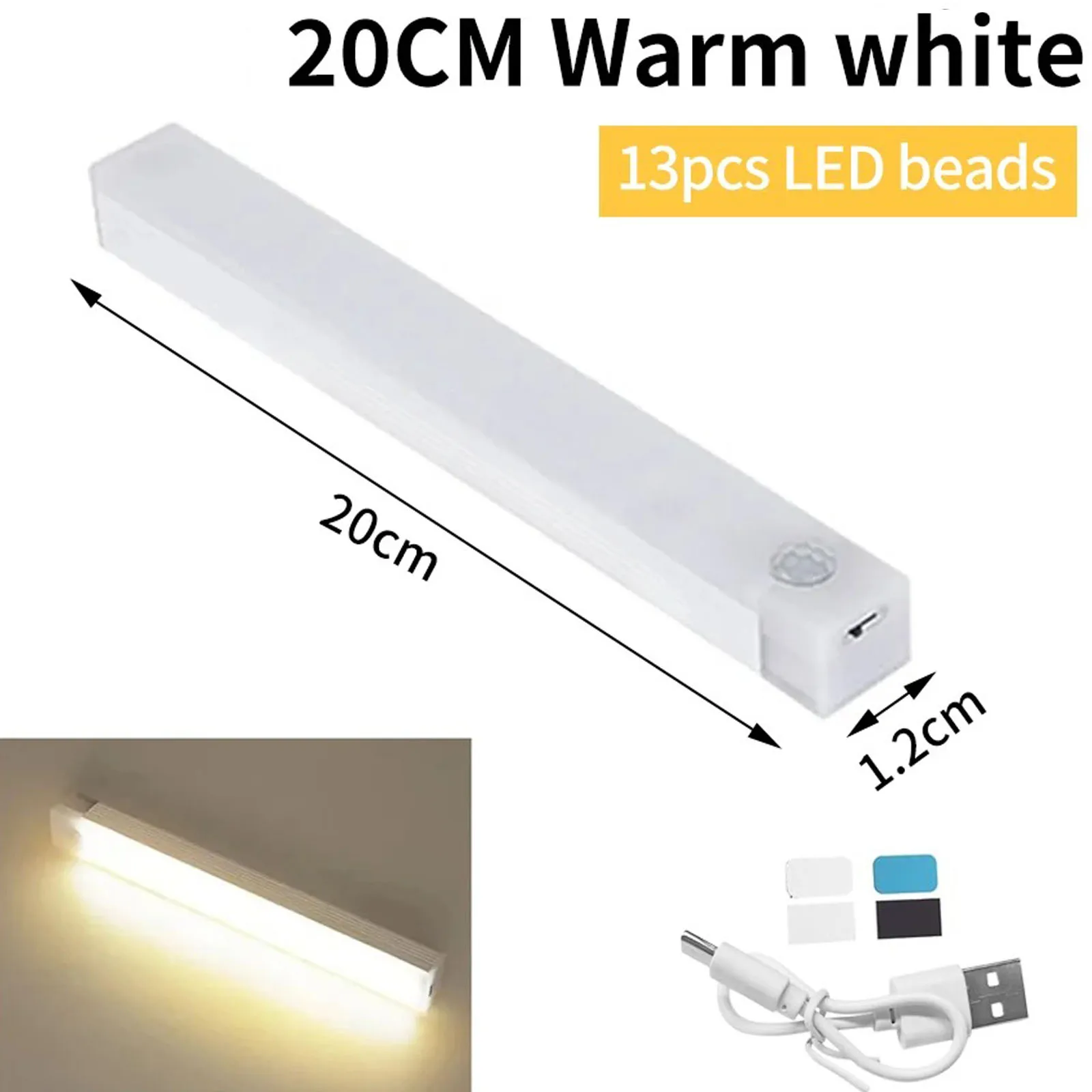LED Motion Sensor Cabinet Light USB Rechargeable Induction Night Light Wireless Portable Detector Lamp Kitchen Staircase Backlig