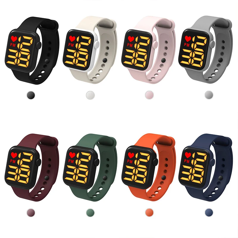 2022 New Small Square Watch Children\'s Fashion Simple Sports Waterproof Electronic Watch Couple