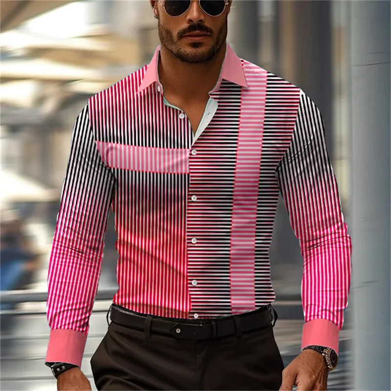 Camisas casuais de negócios masculinas, elegantes e confortáveis, mangas compridas com lapela, design extragrande, 6XL, 10 cores, verão