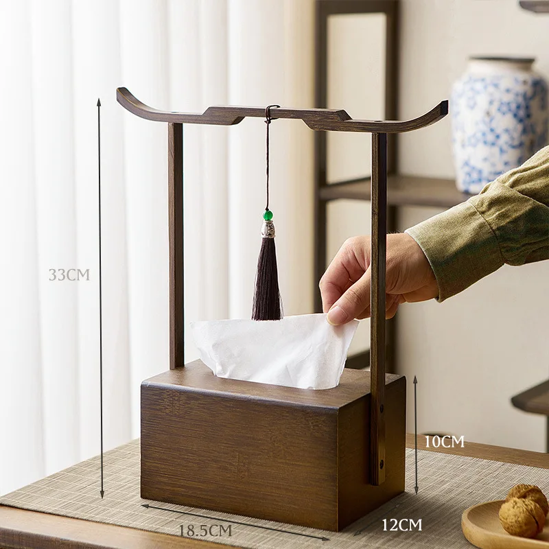 

Firm Tissue box Household living room Ancient Zen tea room Study desktop tissue storage box