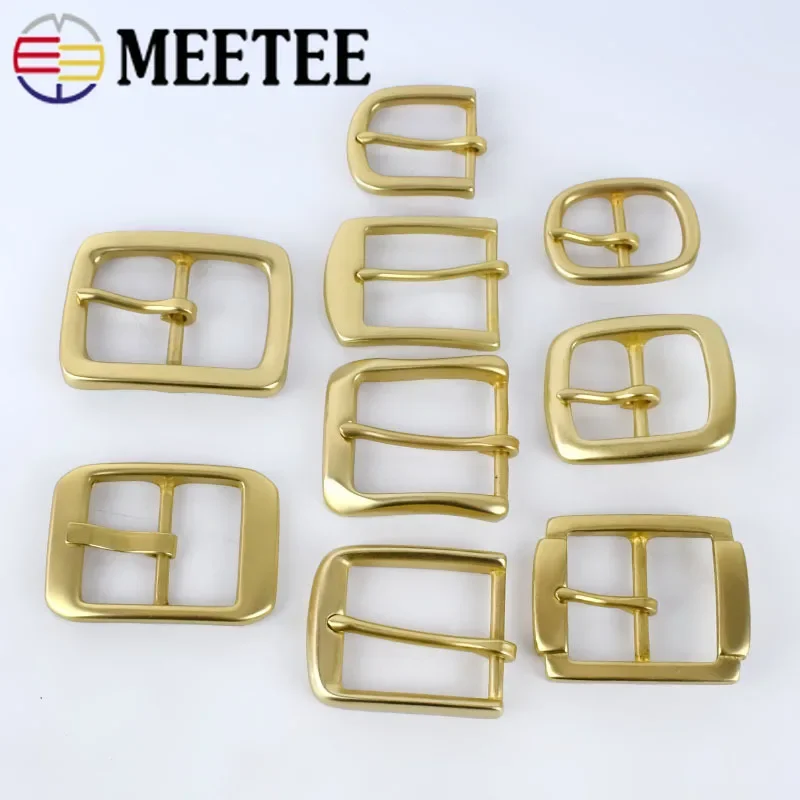 Meetee 1Pc 30/35/40mm Pure Brass Belt Buckle Copper Pin Buckles Waistband Head Jeans Decor Band Clasp Leather Crafts Accessories