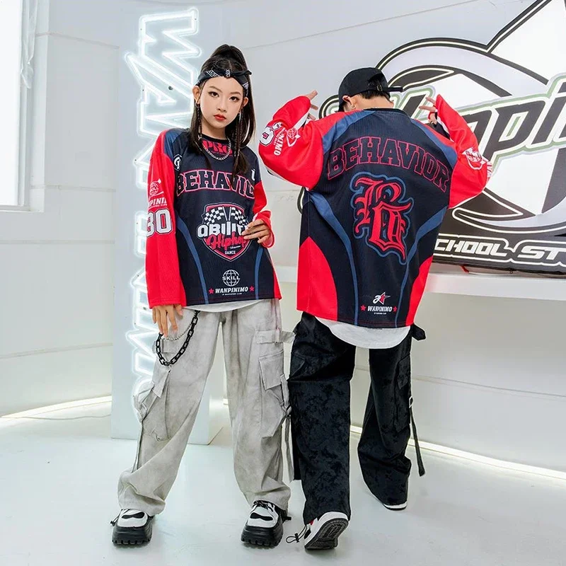 Hip Hop Costumes Girls Jazz Dance Set Street Dance Stage Clothes Boys Fashion Catwalk Show Outfits Kids Competition Wear XH1535