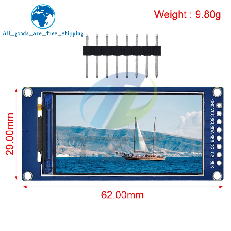 Imagem -06 - Tzt-ips Full Ângulo Tft Tela Tela Lcd Módulo de Exibição a Cores Spi Porta Serial Alta Definição 170x320 St7789 1.9