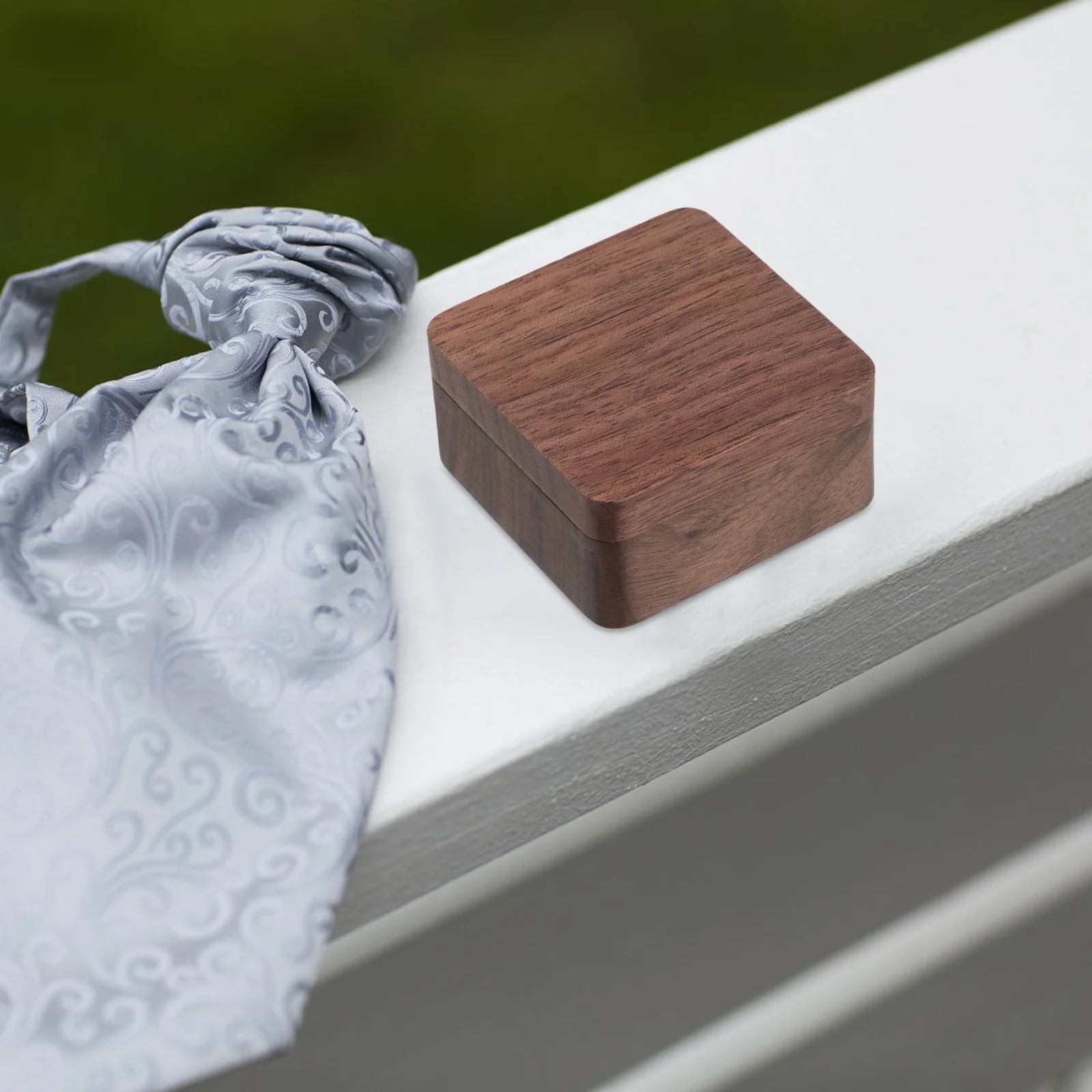 Wood Cufflinks Box Black Walnut for Men Tie Clip Display Case Small Jewelry Organizer Travel Accessory Elegant Gift