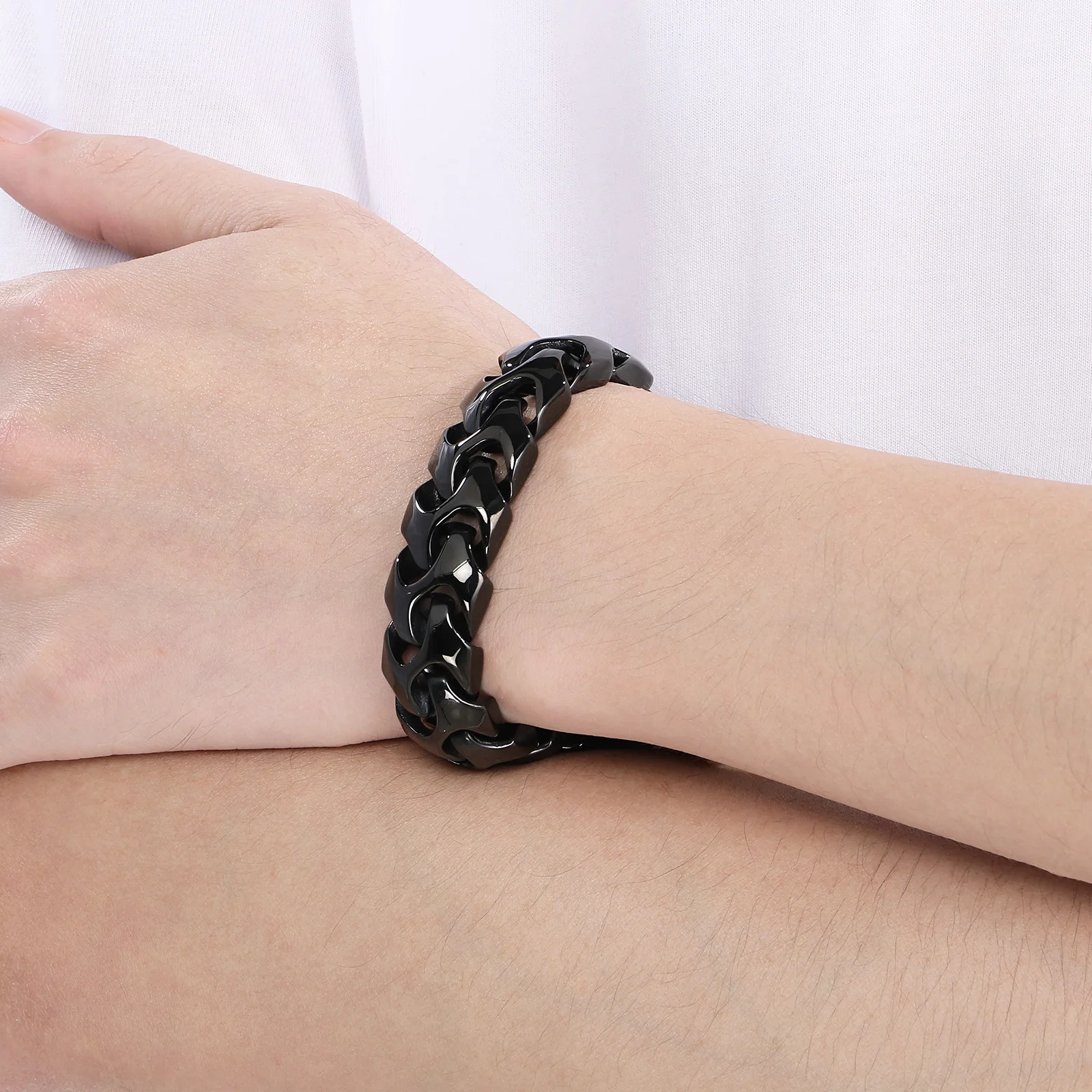 Fongten Fongten Retro Twisted Braid Men Bracelet Silver Color Stainless Steel Wristband Bangle Bracelets For Men Jewelry ﻿