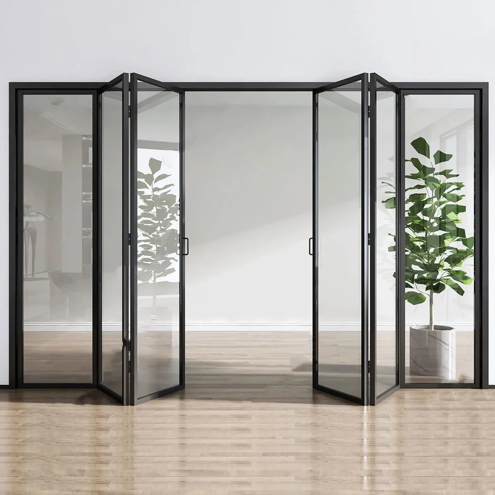Folding Door Sliding Accordion Bi-Fold Door Thermal Break Aluminum Alloy Tempered Double-glazed Custom Home Decor Deposit