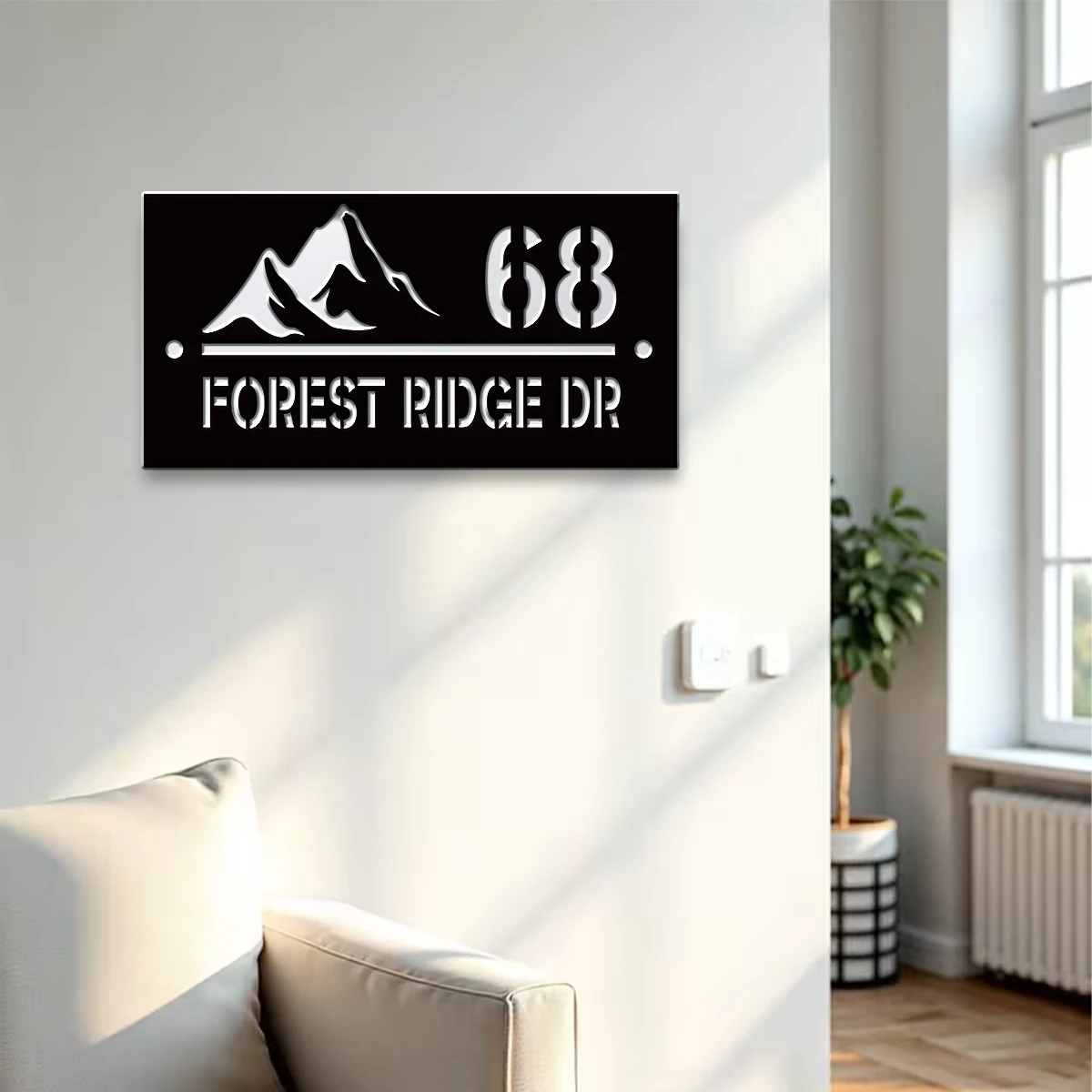 1Pc Custom mountain range Number&Text Acrylic House Number Door Street Sign Plaque,Home Room Garden Decor,Birthday Wedding Gift