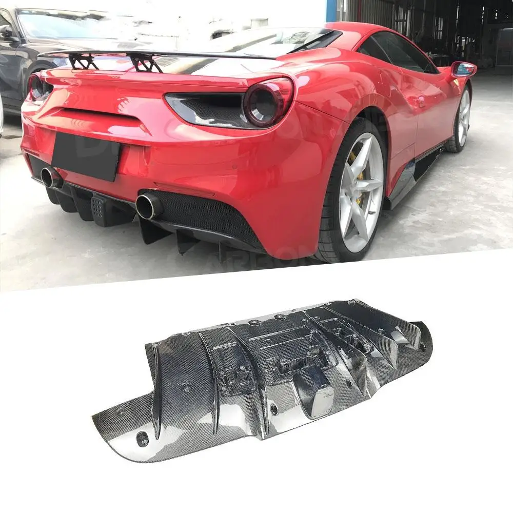 Dry Carbon Fiber Rear Bumper Lip Diffuser Spoiler for Ferrari 488 N Style 2015 - 2018 FRP Car Styling