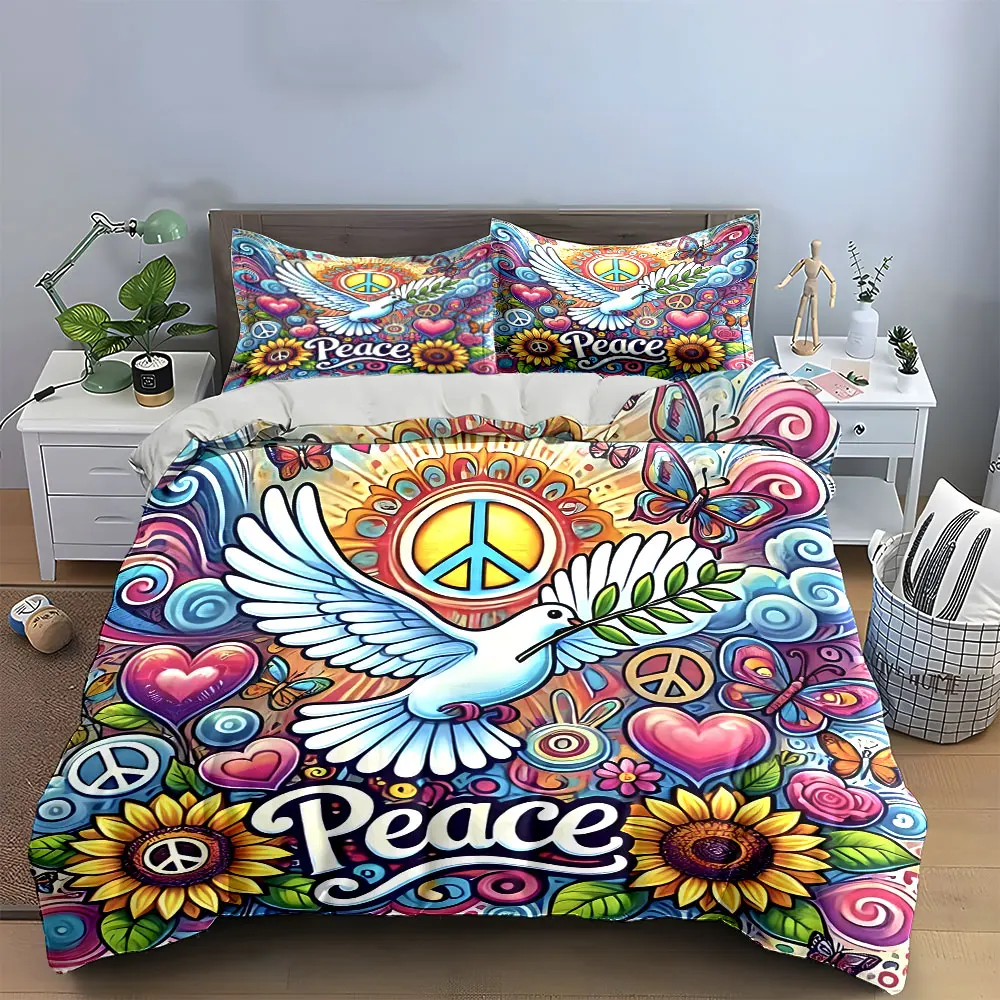 Peaceful Art Decor Set Multiple sizes kid's and adults' bedroom Exquisite 3PC bedding set, gift