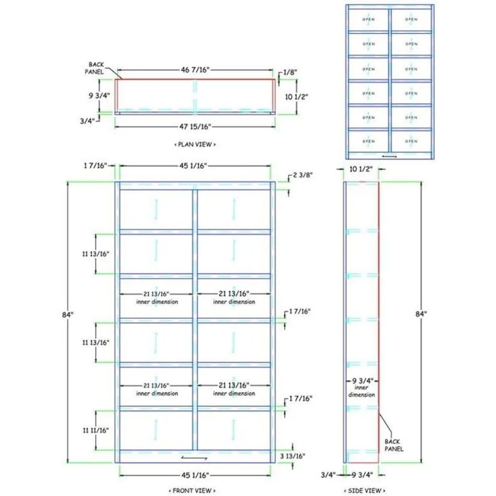 84" Double Wide Wood Bookcase, with 10 Adjustable Shelves & 2 Fixed Shelves, Assembly Required, Bookcases