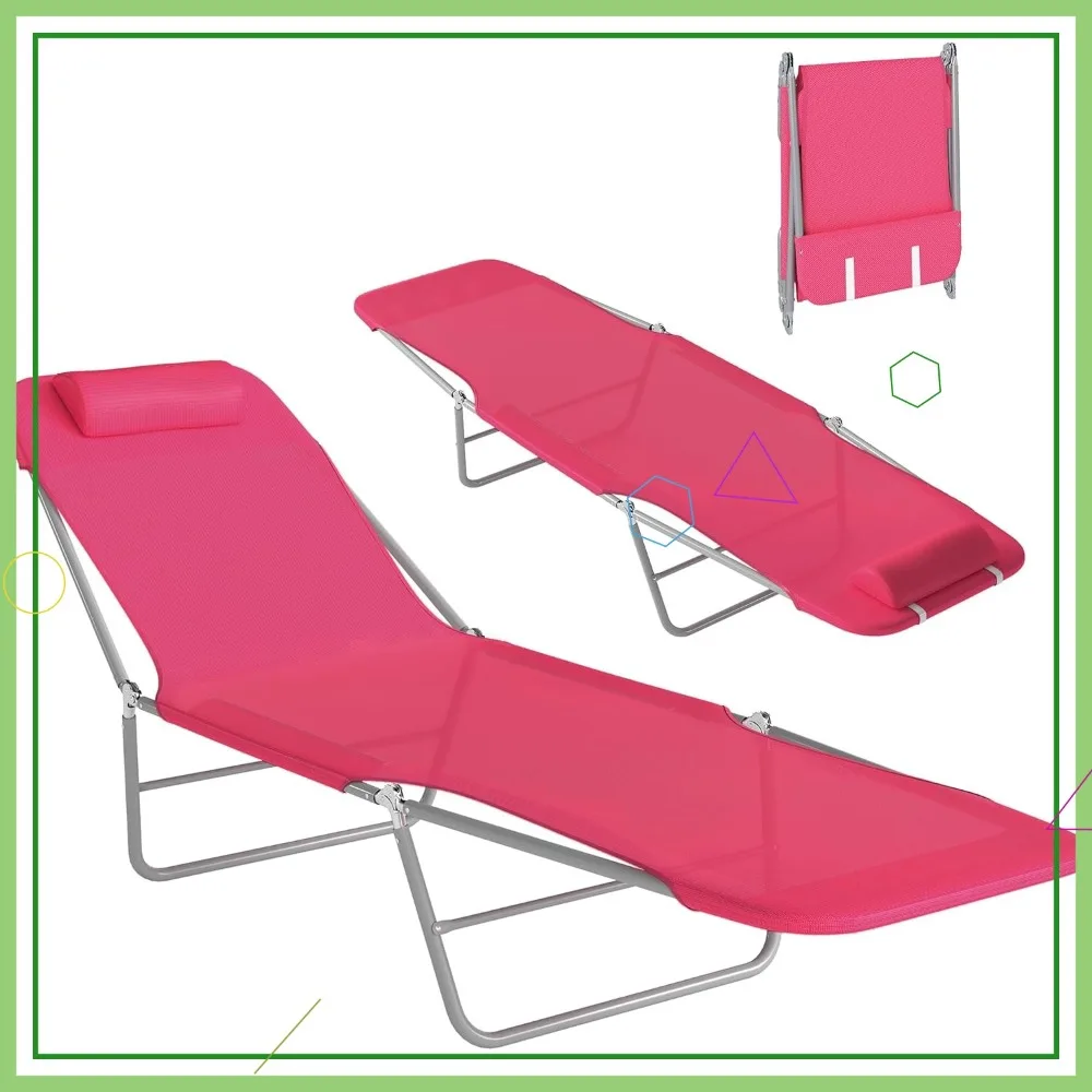 

Folding Chaise Lounge Chair, Reclining Outdoor Sun Tanning Chair with Breathable Mesh Seat for Beach Pool Patio