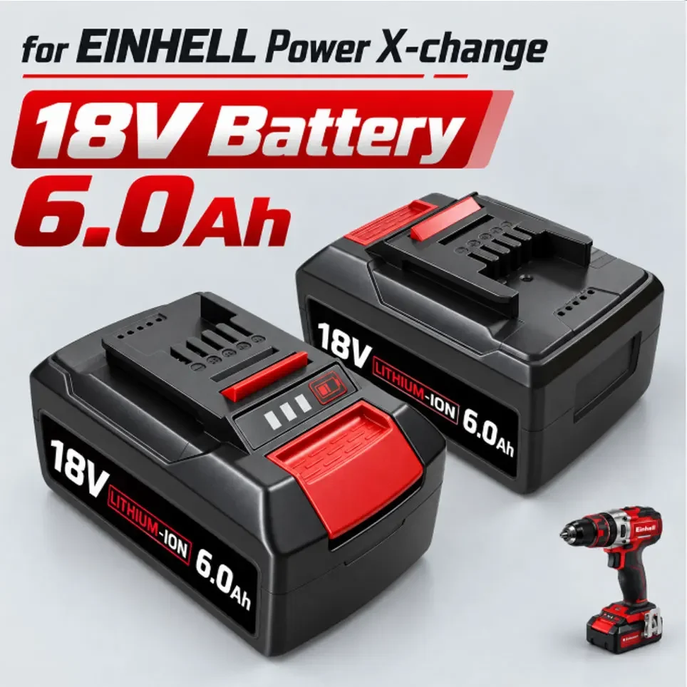 1 Packs 18V 6000mAh Battery Packs Compatible with Einhell Tools X-Change 4511396 4511437neu PXBP-600 PX-BAT52 Cordless Power Tools Battery