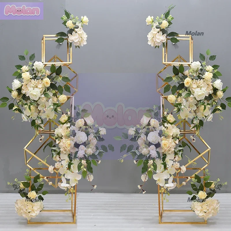 

New electroplated geometric floor ornaments wedding props road guide simulation flower art shopping mall window car show layout