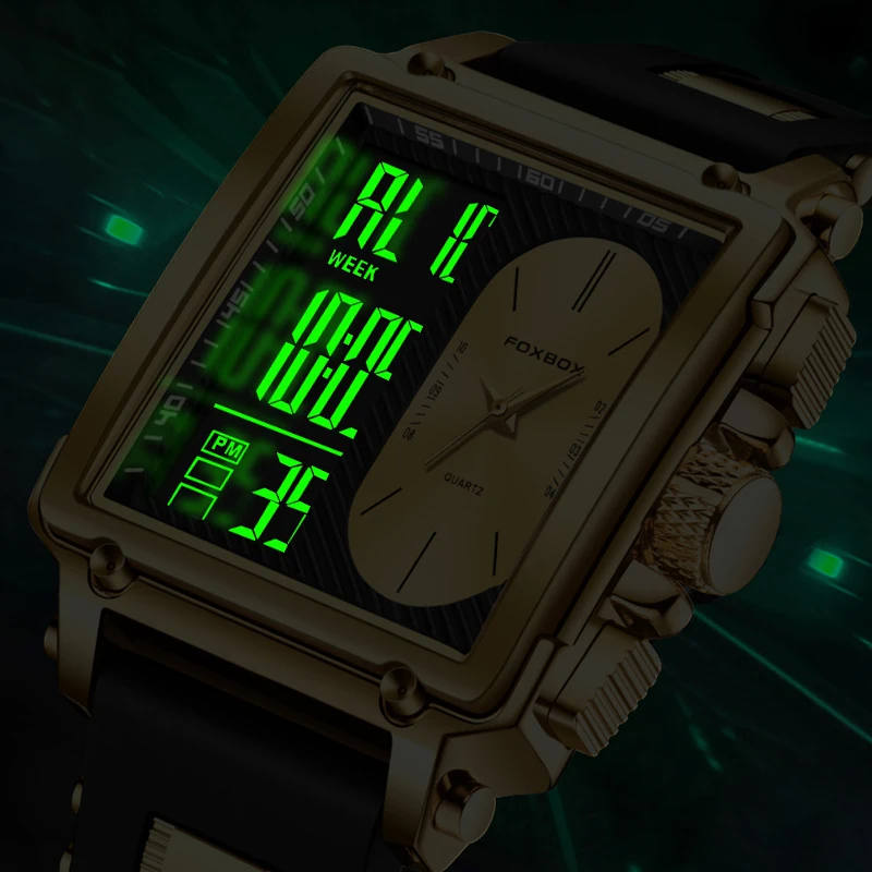 LIGE Mens Watch Luxury Man Quartz Digital Watch FOXBOX Brand Silicone Sports Watches Male Waterproof Wristwatch Reloj Hombre+Box