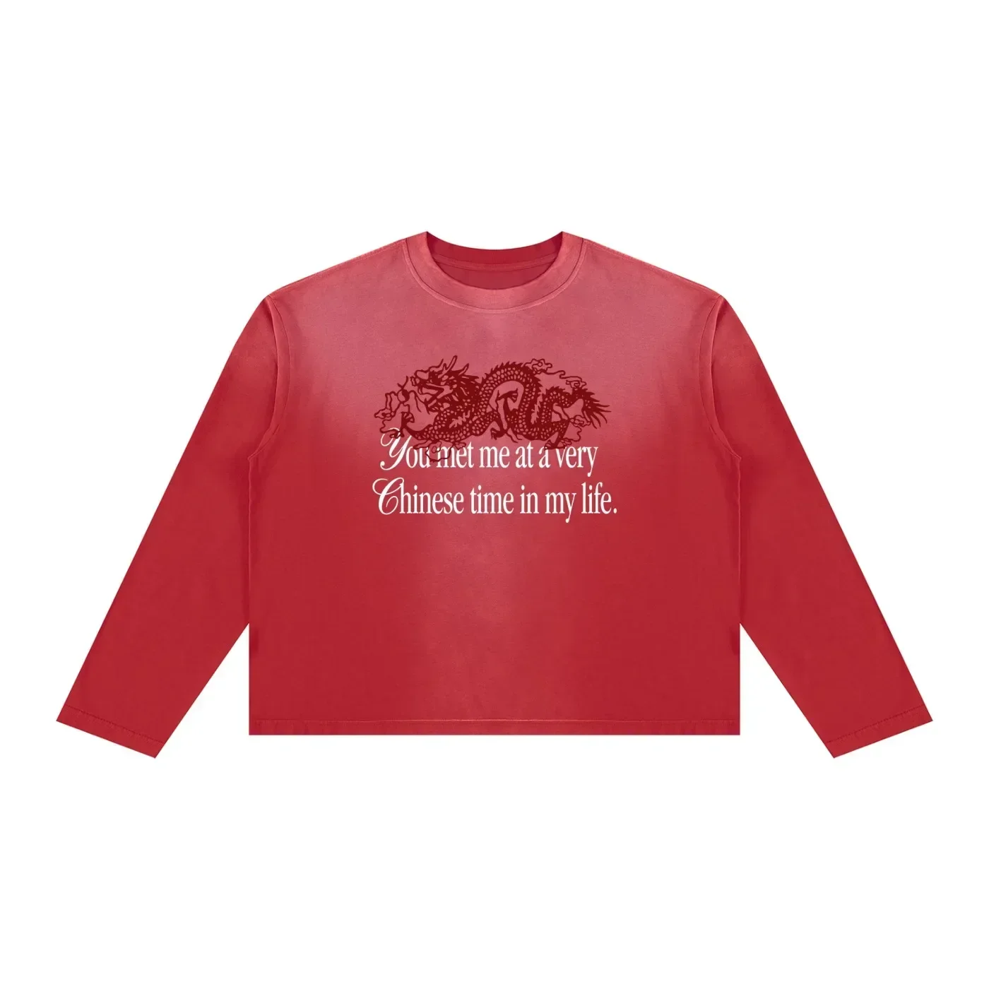 You Met Me At A Very Chinese Time in My Life 2026 Men's Women's Sportswear Autumn Breathable Long Sleeved Shirt Family Matching