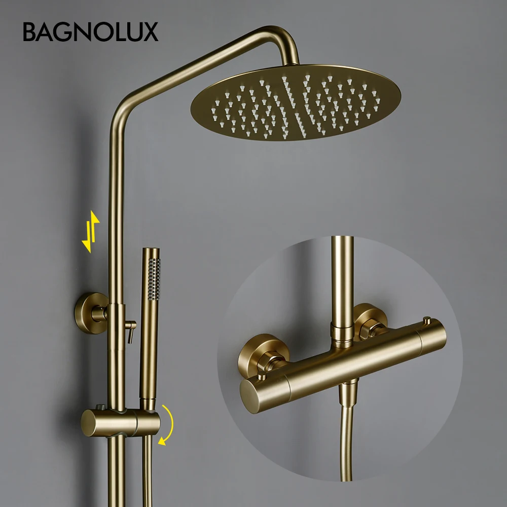 Set di valvole per miscelatore doccia termostato rubinetto termostatico per bagno deviatore per braccio a parete con Spray portatile e testa a pioggia