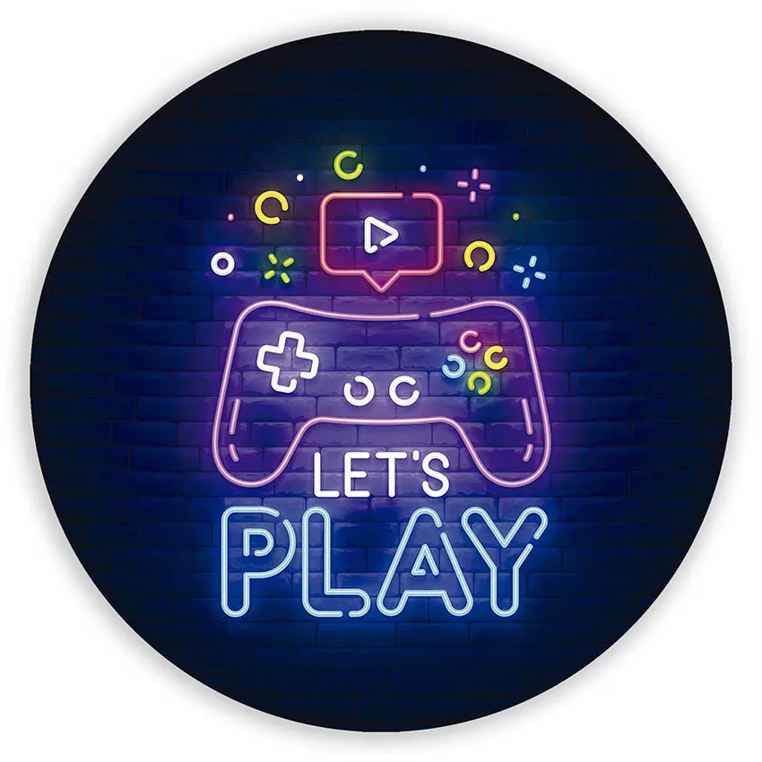 Mehofond Background Video Game on Gaming Level Up Boys Birthday Party Baby Shower Decor Backdrop Cover Round Circle Photo Studio