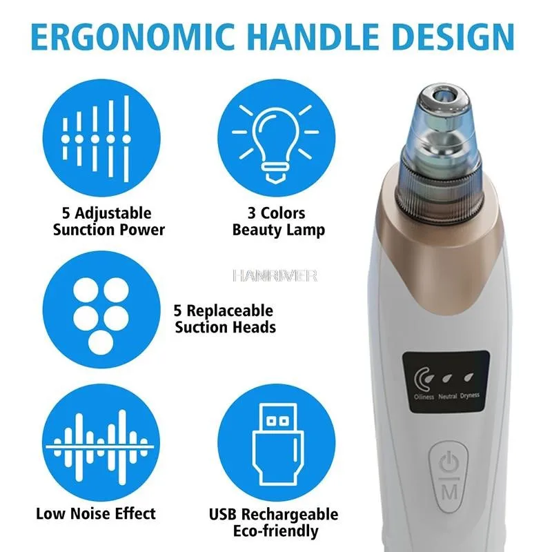 Blackhead Remover Vacuum Acne Pimple Black Spot Suction Electric Facial Pore Cleaner Skincare Exfoliating Beauty Instrument