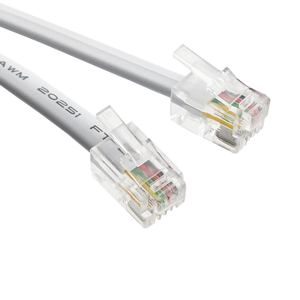 10/20/30M RJ9 Cable 4P4C Connector 4-core Flat Telephone Cable RJ11 Signal Wire Handset Line White