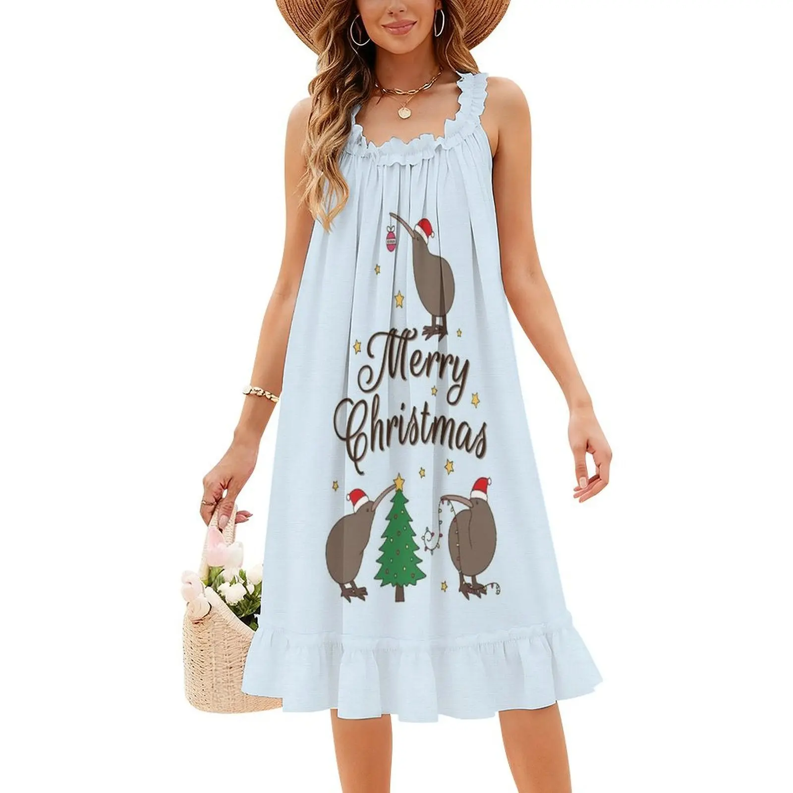 عيد الميلاد الكيوي فستان عطلة مثير للنساء شاطئ حفلة عيد ميلاد فستان قصير كيوي كيوي الطيور كيوي عيد الميلاد ملابس نسائية جديدة #4