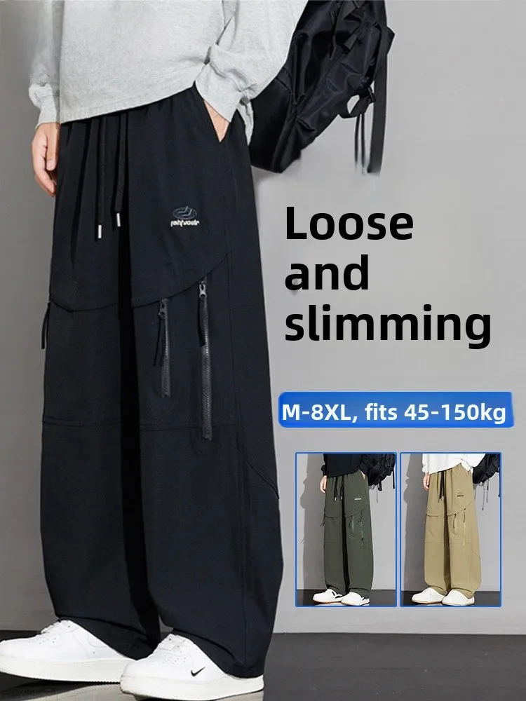 

Loose Straight Leg Casual Pants for Men Large Size Spring Autumn New Sle Workwear Wide Leg Pants Spor Versatile Long Trou...