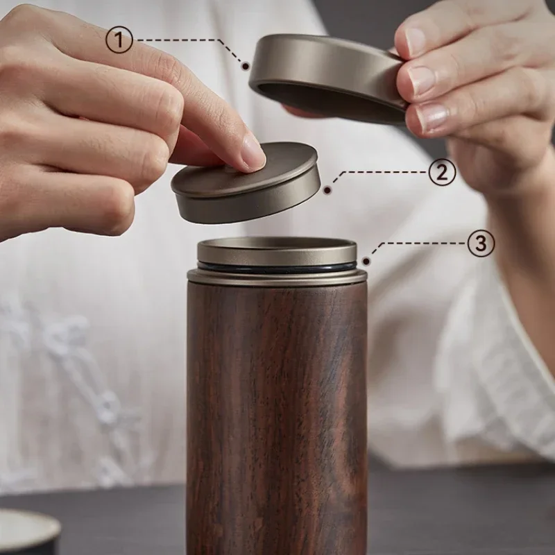 Ebony Sealed Tea Can Pu 'er Storage Storage Tea Box Household Wooden Chinese Portable Tea Can