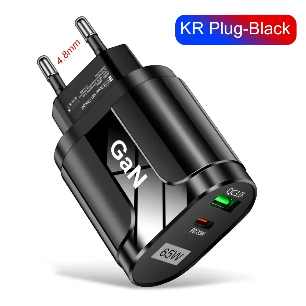 

Car 65W Fast Charger Head KR Standard GaN Gallium Nitride Charging Head QC3.0 USB PD Interface Car Travel Charging Accessories