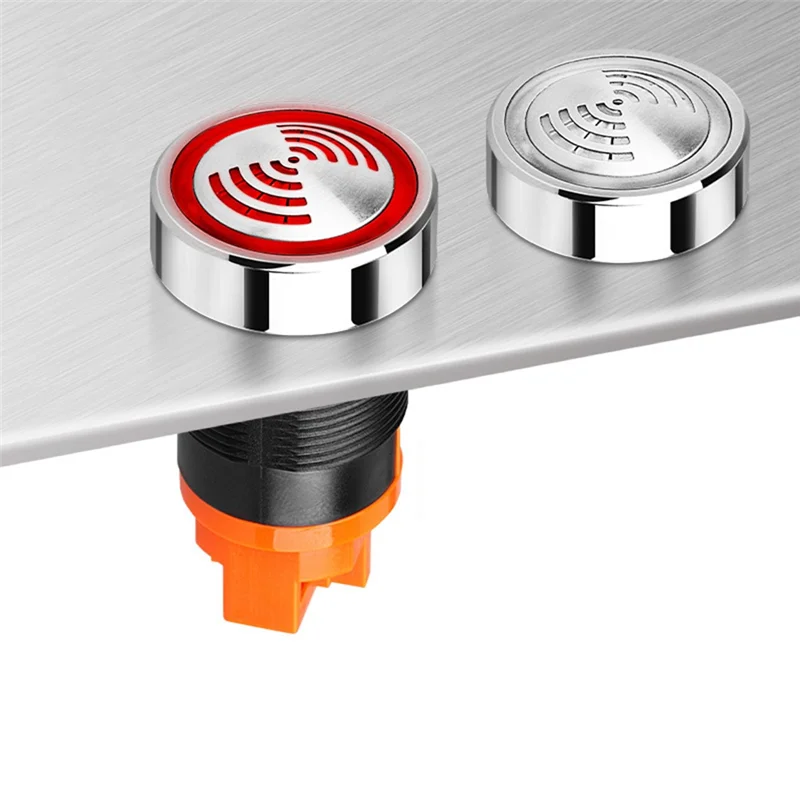 22Mm Red Flashing High Decibel Waterproof IP65 Buzzer Brass Chrome Plating LED Buzzer Intermittent Flash-AS97