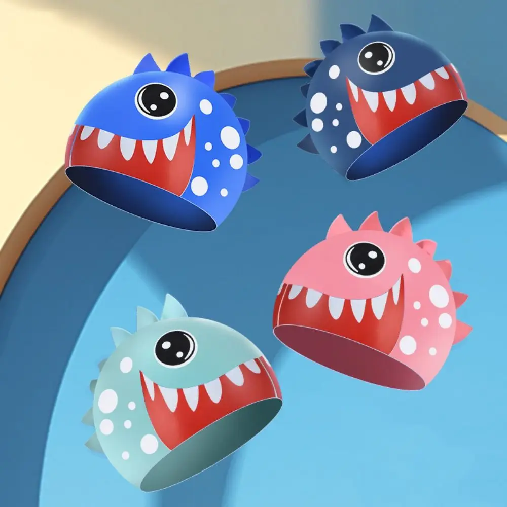 

Shark Children's Swimming Cap Cartoon Animal Waterproof Silicone Swimming Hat Lightweight Long Hair Printed Swimming Cap