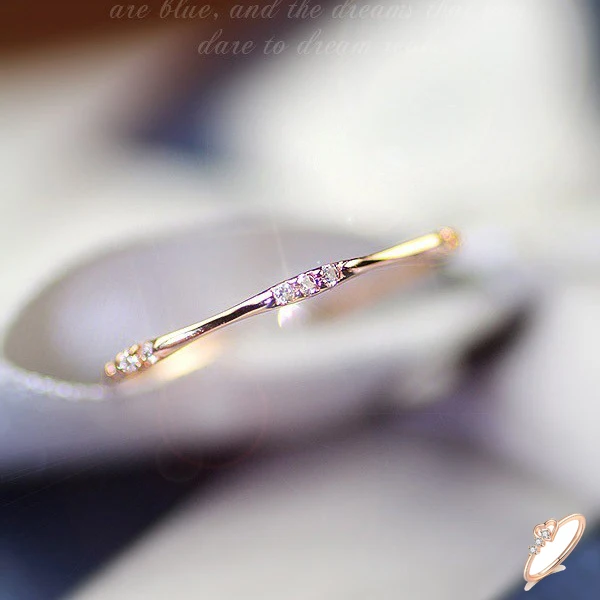 ZHOUYANG Dainty anello per donna Mini Cubic Zirconia Superfine sottile anello comune colore oro rosa gioielli di moda KBR029