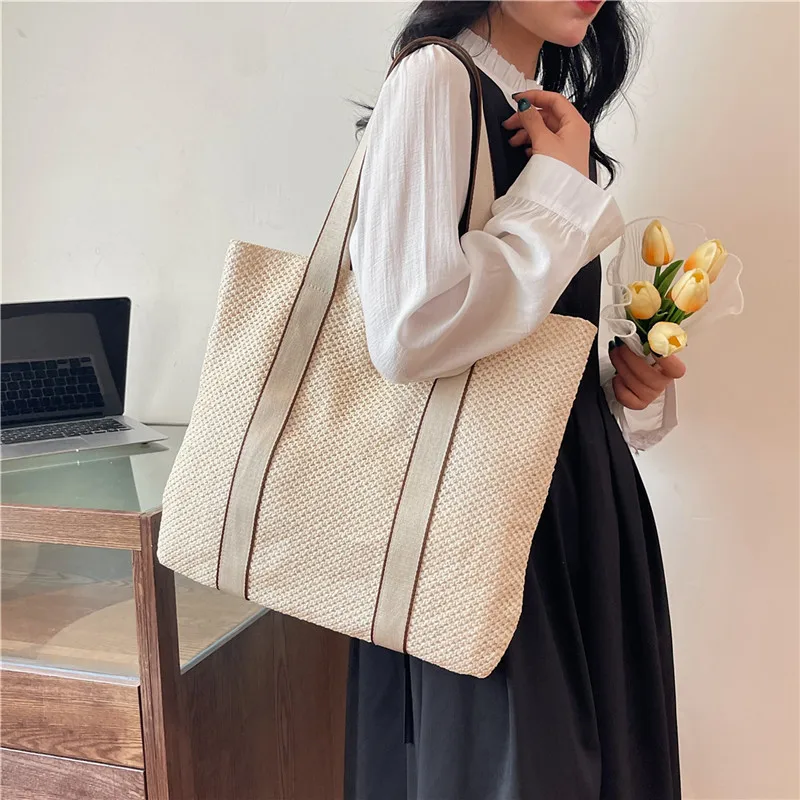 

Пляжная тканая женская соломенная сумка, летние сумки ручной работы, большая вместительная сумка с верхней ручкой, сумки-тоут