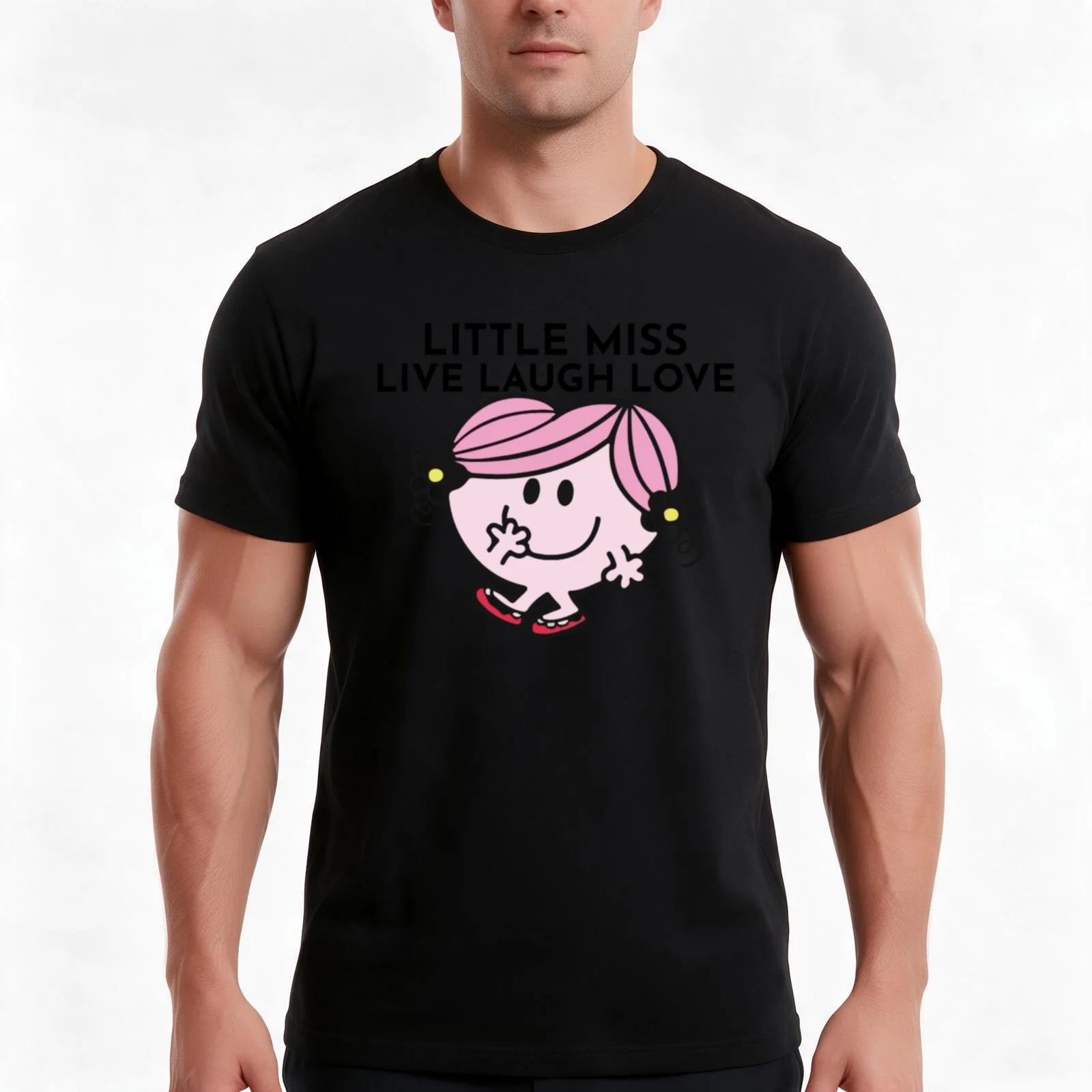 Little Miss Live Laugh Love T-Shirt, Summer Casual Cotton Tee, Oversized Streetwear Tops, Vintage Graphic Print, 100% Cotton