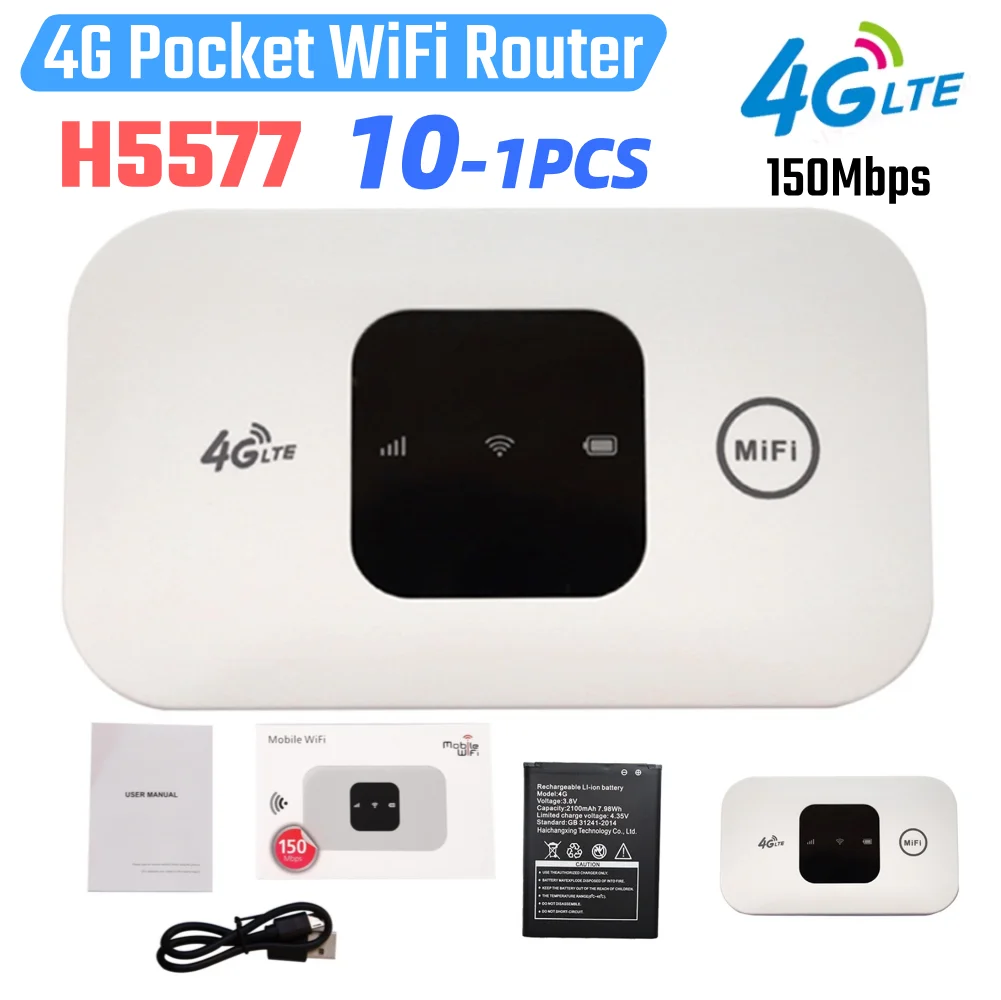 

Беспроводной модем Карманный Wi-Fi-маршрутизатор 4G 150 Мбит/с Мобильная точка доступа со слотом для SIM-карты Широкий охват Беспроводной маршрутизатор 4G
