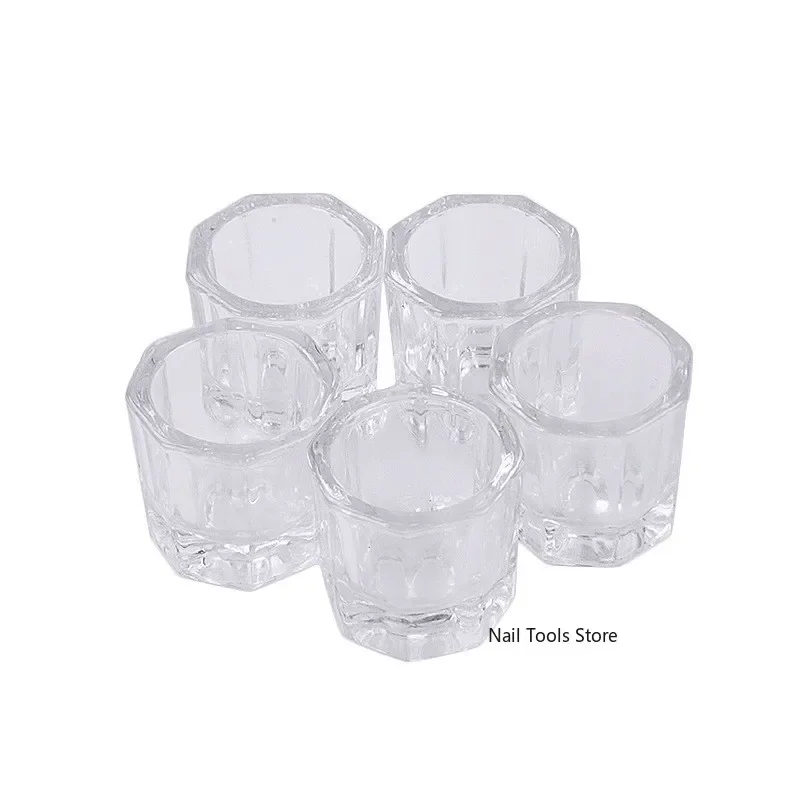 Nowy Nail Art Crystal Glass Acrylic Powder Liquid Nail Cup Dish Lid Bowl Cup Holder Equipment Crystal Glass Nail Art Tools