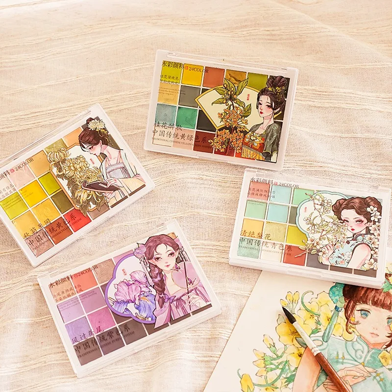 

Набор акварельных красок из 24 цветов в подарочной коробке для художников, для рисования на природе, скетчинга, создания комиксов, художественные принадлежности